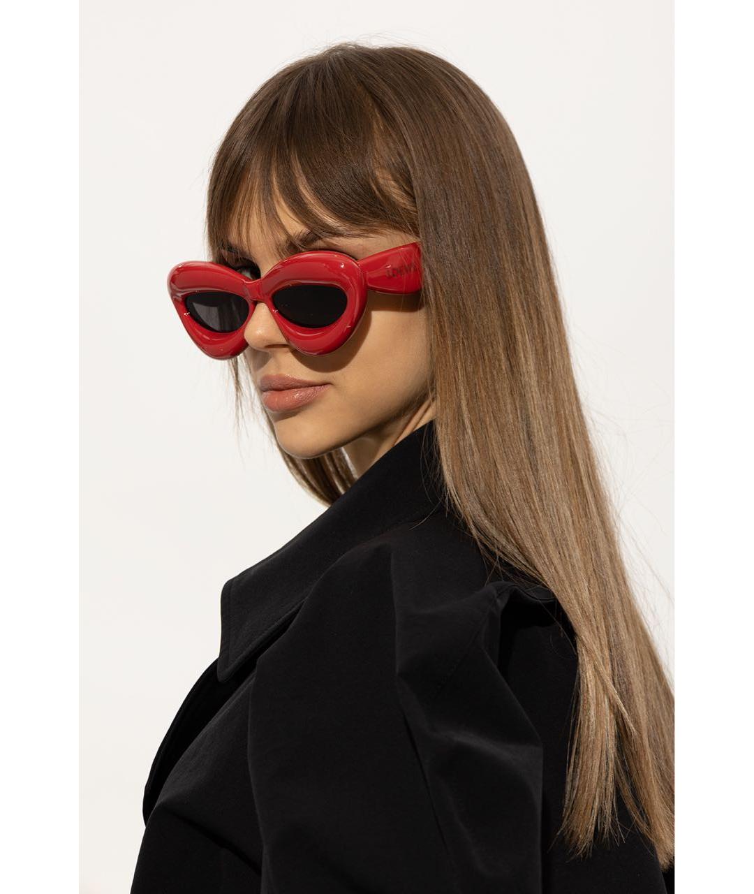 LOEWE Красные пластиковые солнцезащитные очки, фото 8
