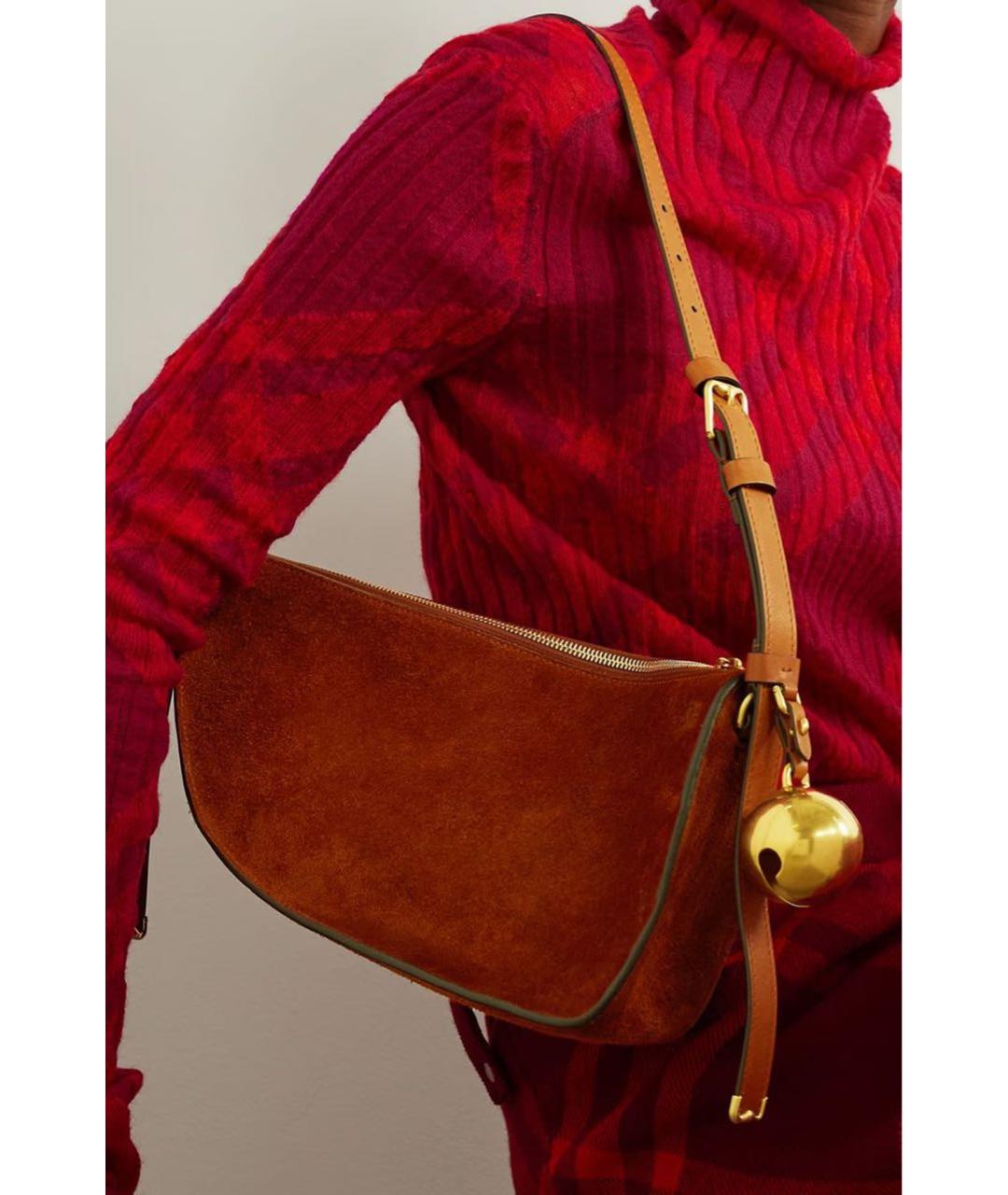 BURBERRY Коричневая замшевая сумка с короткими ручками, фото 2