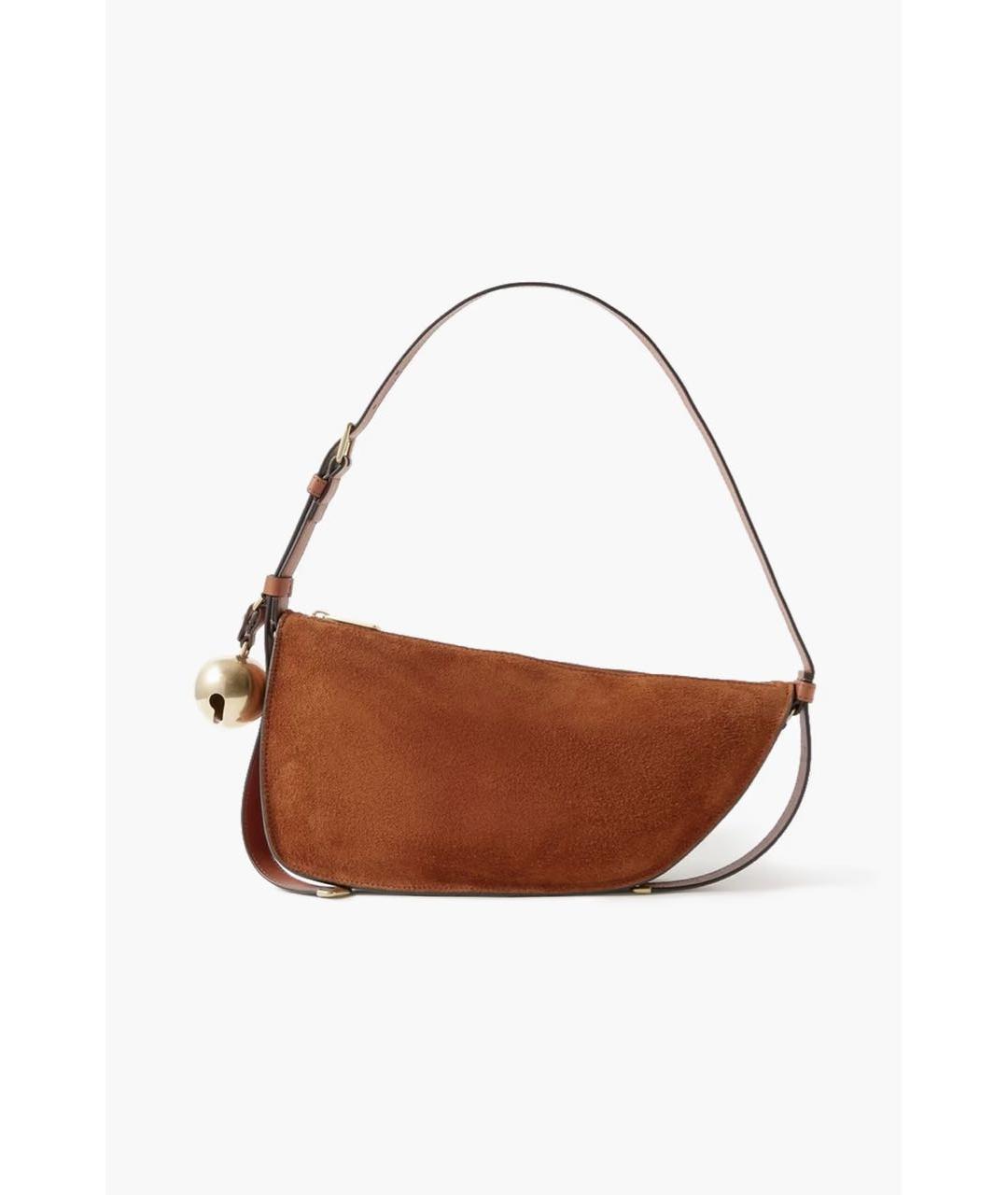BURBERRY Коричневая замшевая сумка с короткими ручками, фото 3