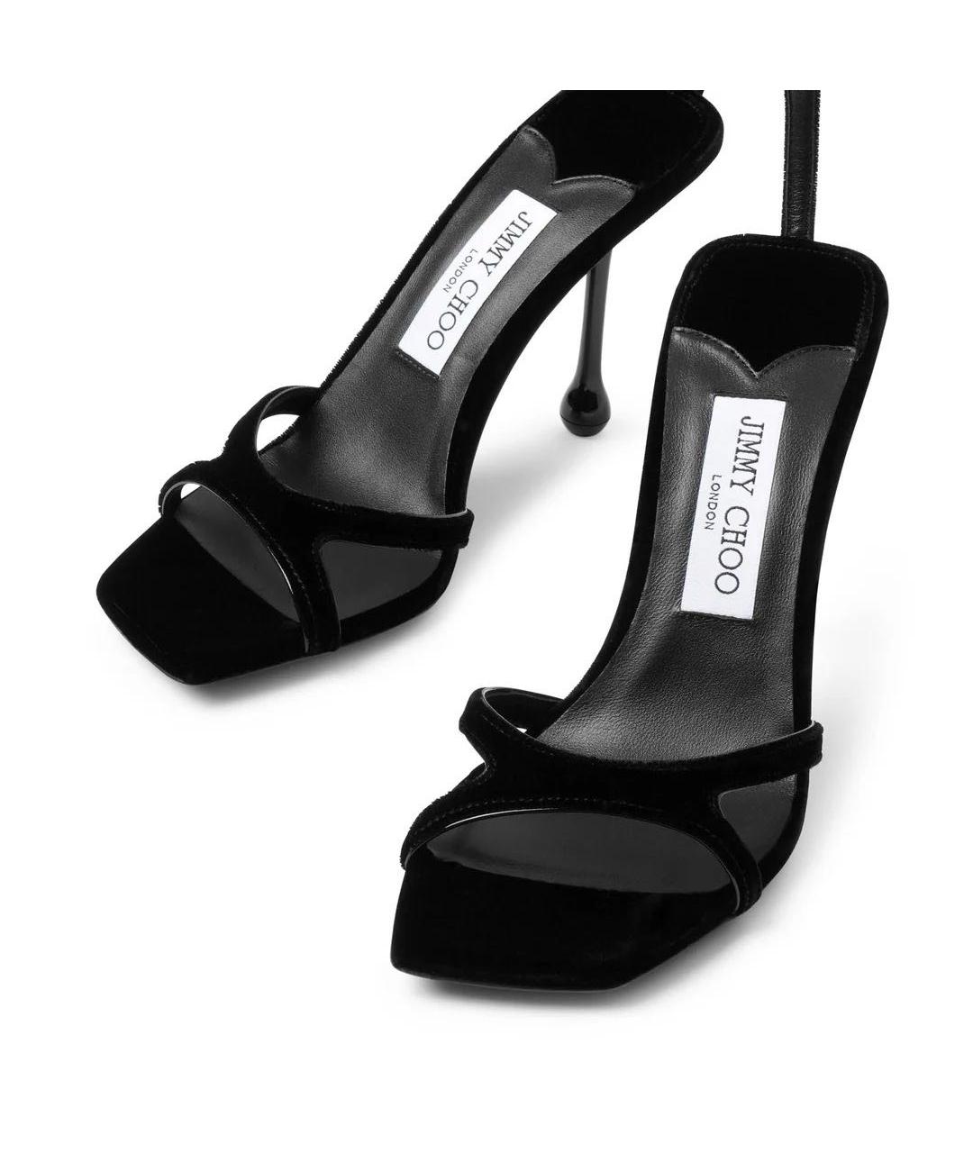 JIMMY CHOO Черные бархатные босоножки, фото 2