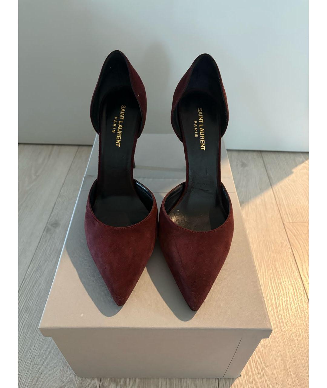 SAINT LAURENT Коричневые замшевые туфли, фото 2