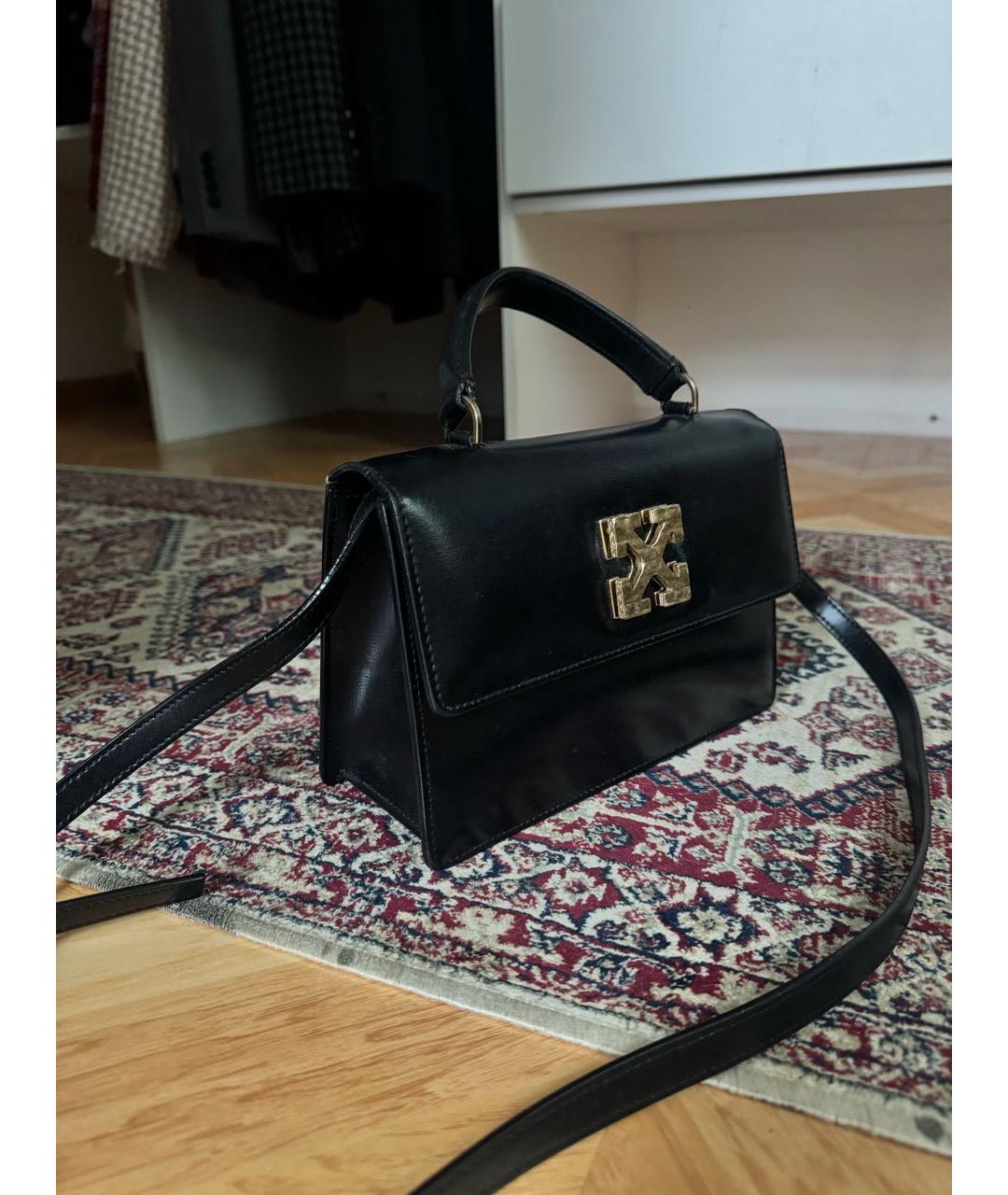 OFF-WHITE Черная кожаная сумка через плечо, фото 2