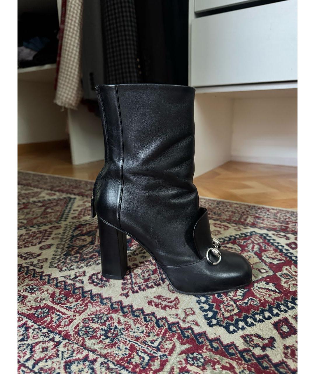 GUCCI Черные кожаные ботильоны, фото 8