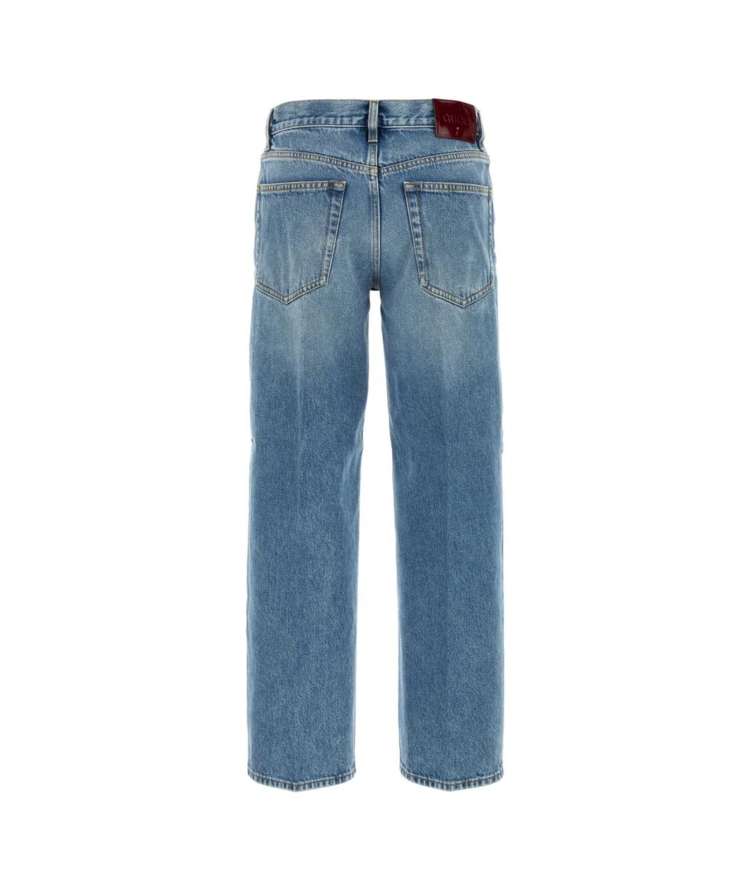 GUCCI Голубые хлопковые прямые джинсы, фото 2