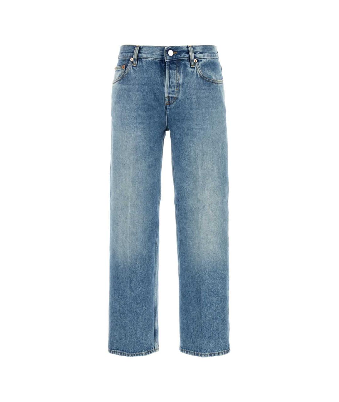 GUCCI Голубые хлопковые прямые джинсы, фото 1