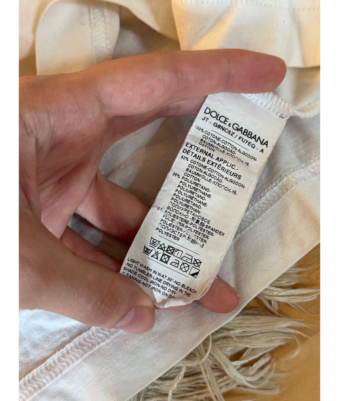 DOLCE&GABBANA Белая хлопковая футболка, фото 6