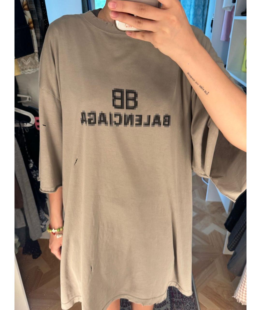 BALENCIAGA Антрацитовая хлопковая футболка, фото 8