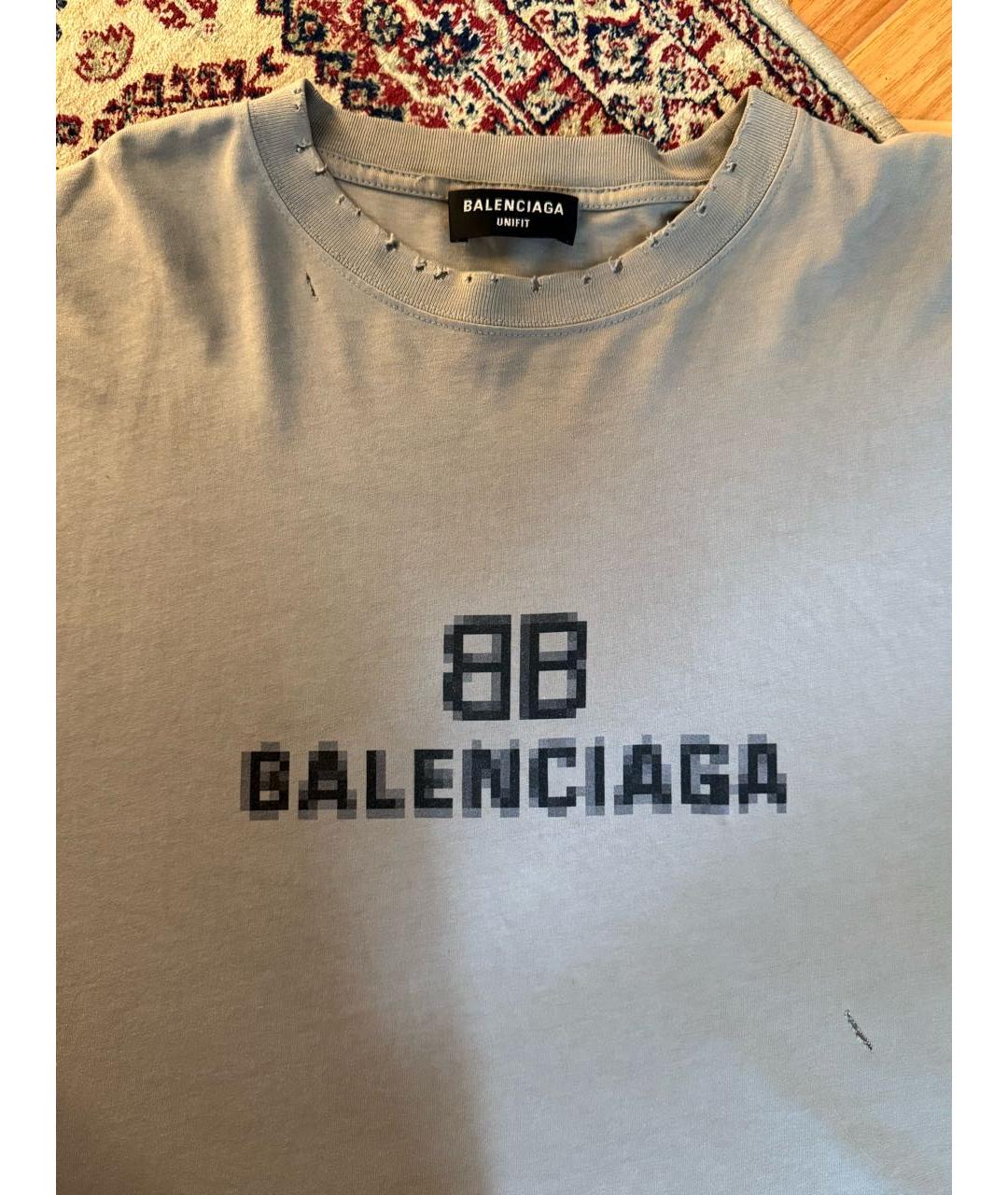 BALENCIAGA Антрацитовая хлопковая футболка, фото 4