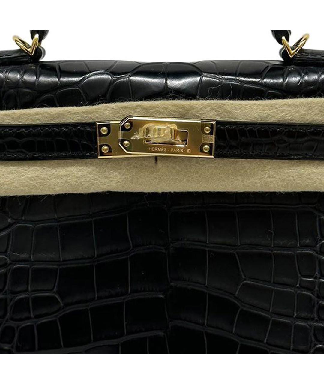 HERMES Черная кожаная сумка с короткими ручками, фото 2