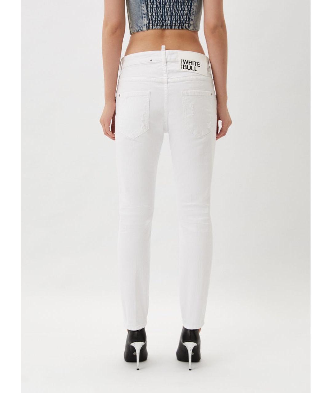 DSQUARED2 Белые хлопковые джинсы слим, фото 7
