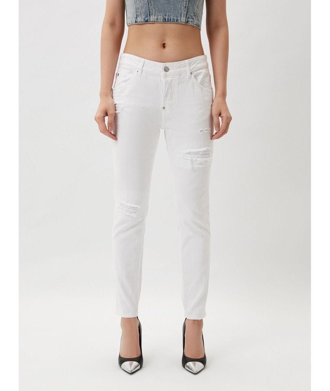 DSQUARED2 Белые хлопковые джинсы слим, фото 6