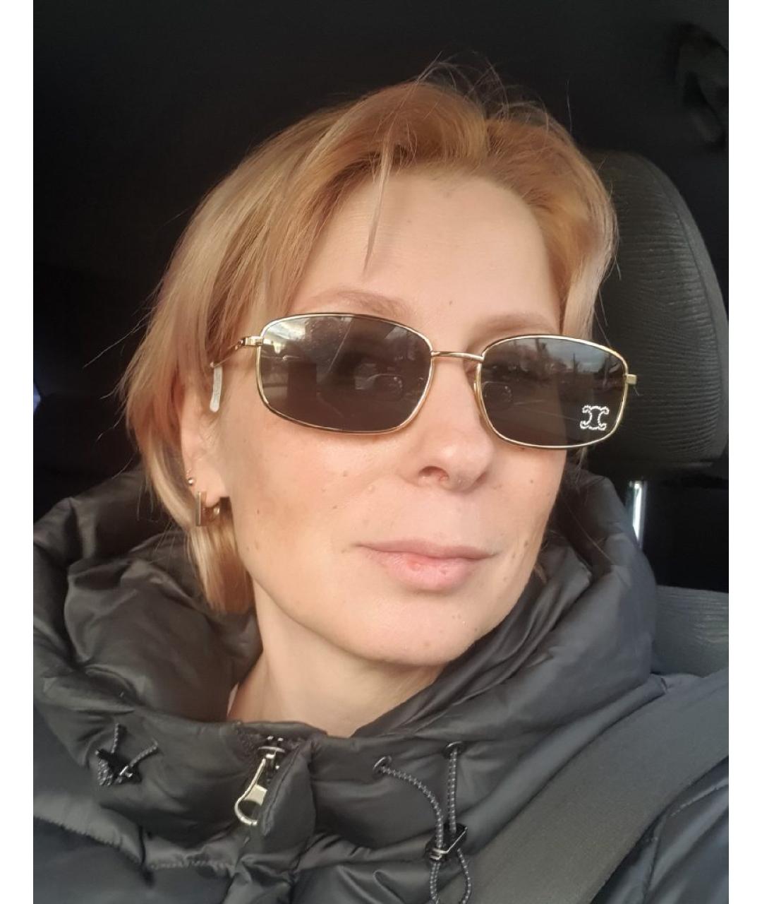 CELINE Коричневые металлические солнцезащитные очки, фото 6