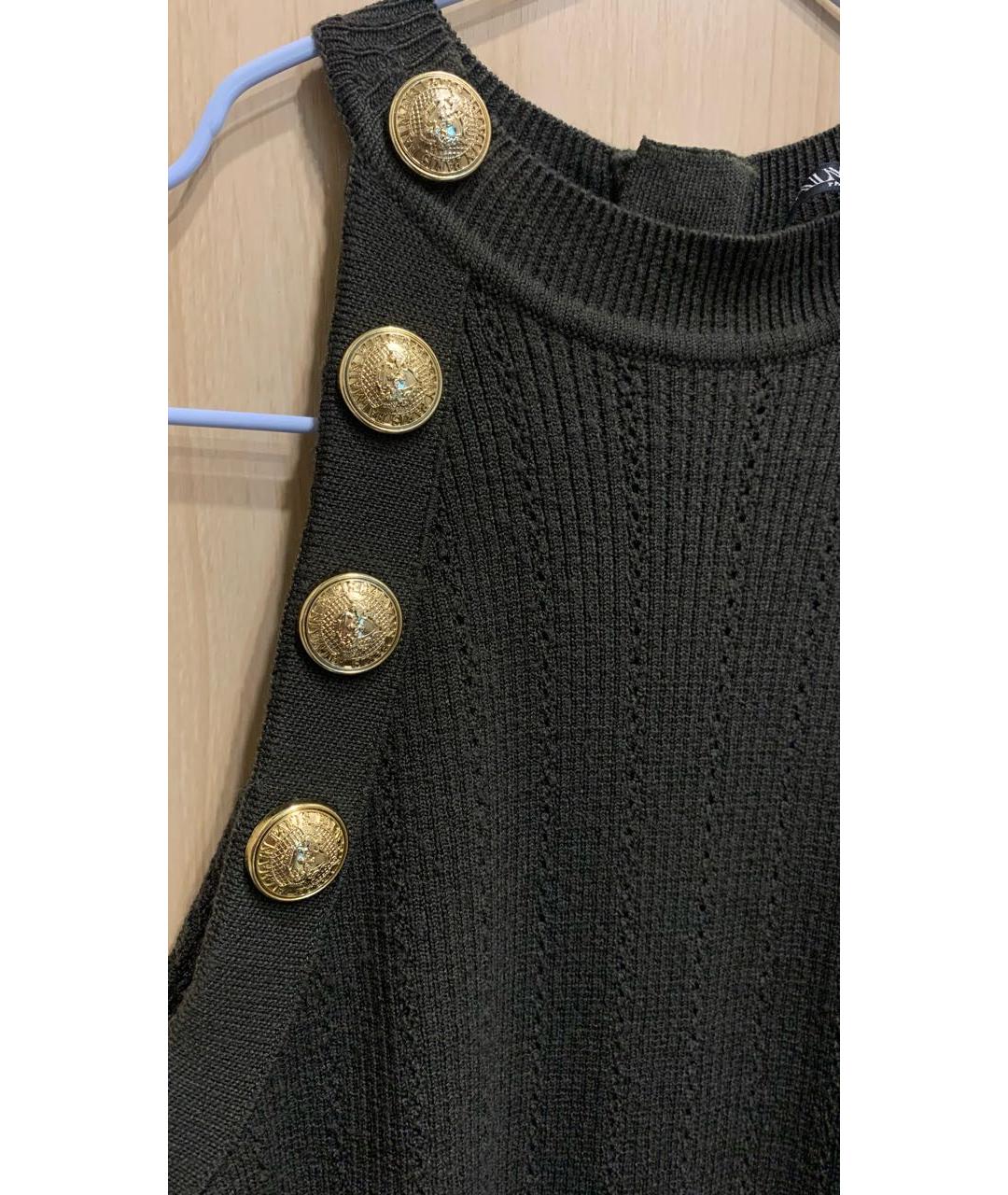 BALMAIN Хаки шерстяное повседневное платье, фото 2