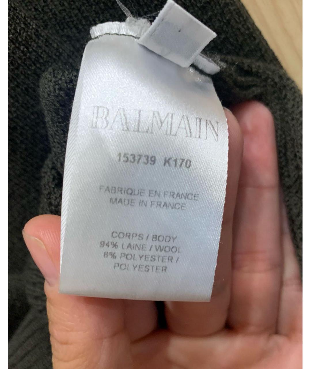 BALMAIN Хаки шерстяное повседневное платье, фото 4