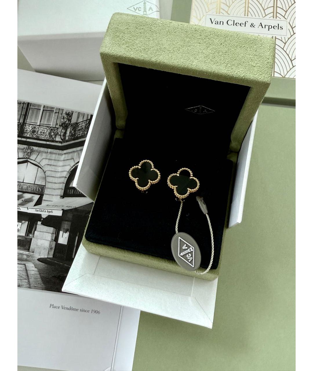 VAN CLEEF & ARPELS Черные серьги из желтого золота, фото 4