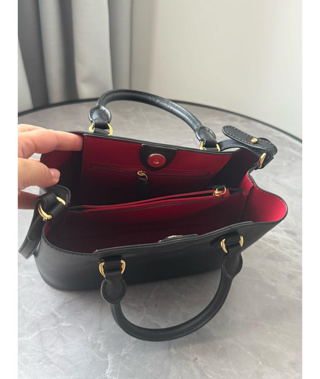 RALPH LAUREN Черная кожаная сумка с короткими ручками, фото 4