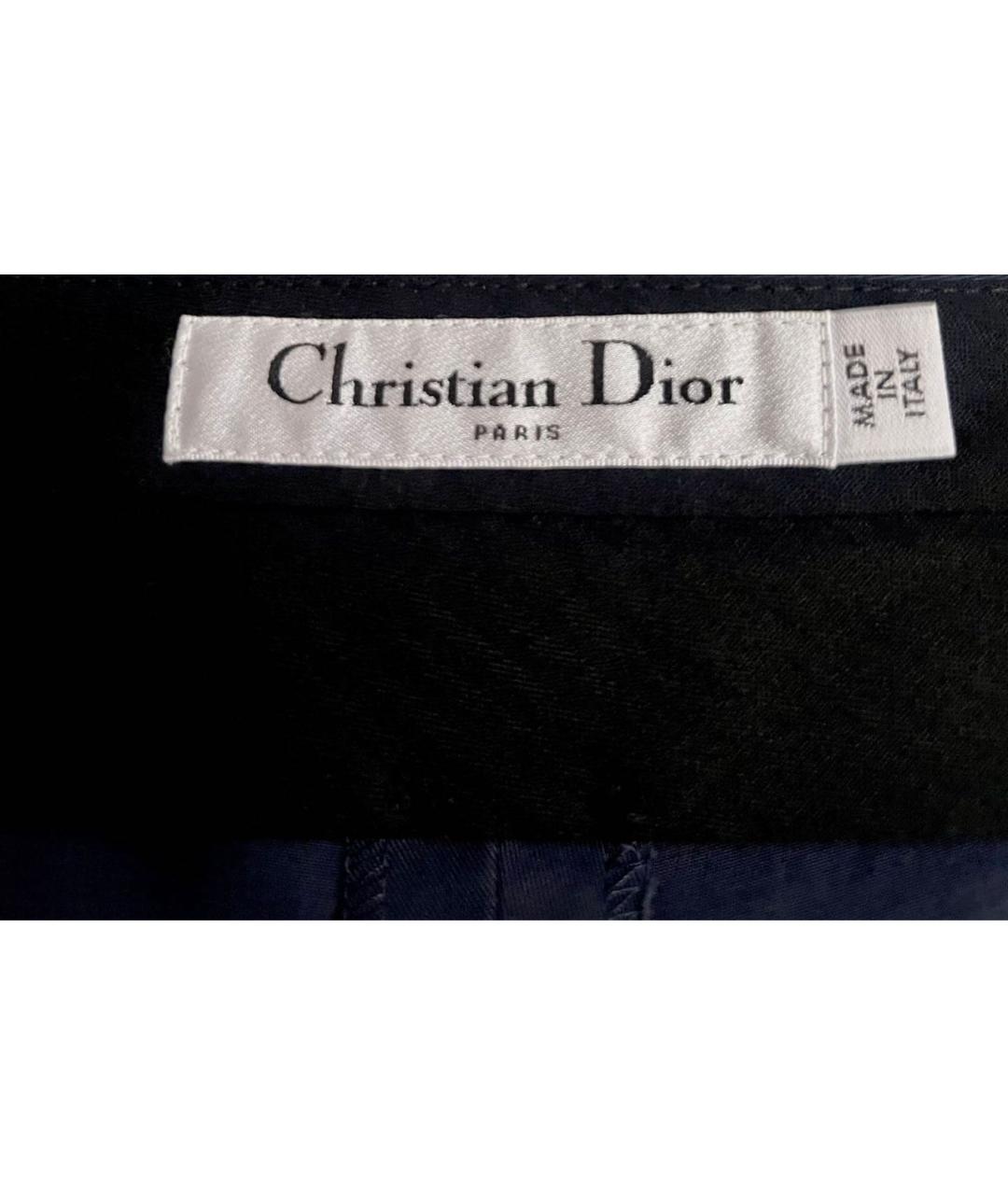 CHRISTIAN DIOR Темно-синие хлопко-эластановые прямые брюки, фото 3