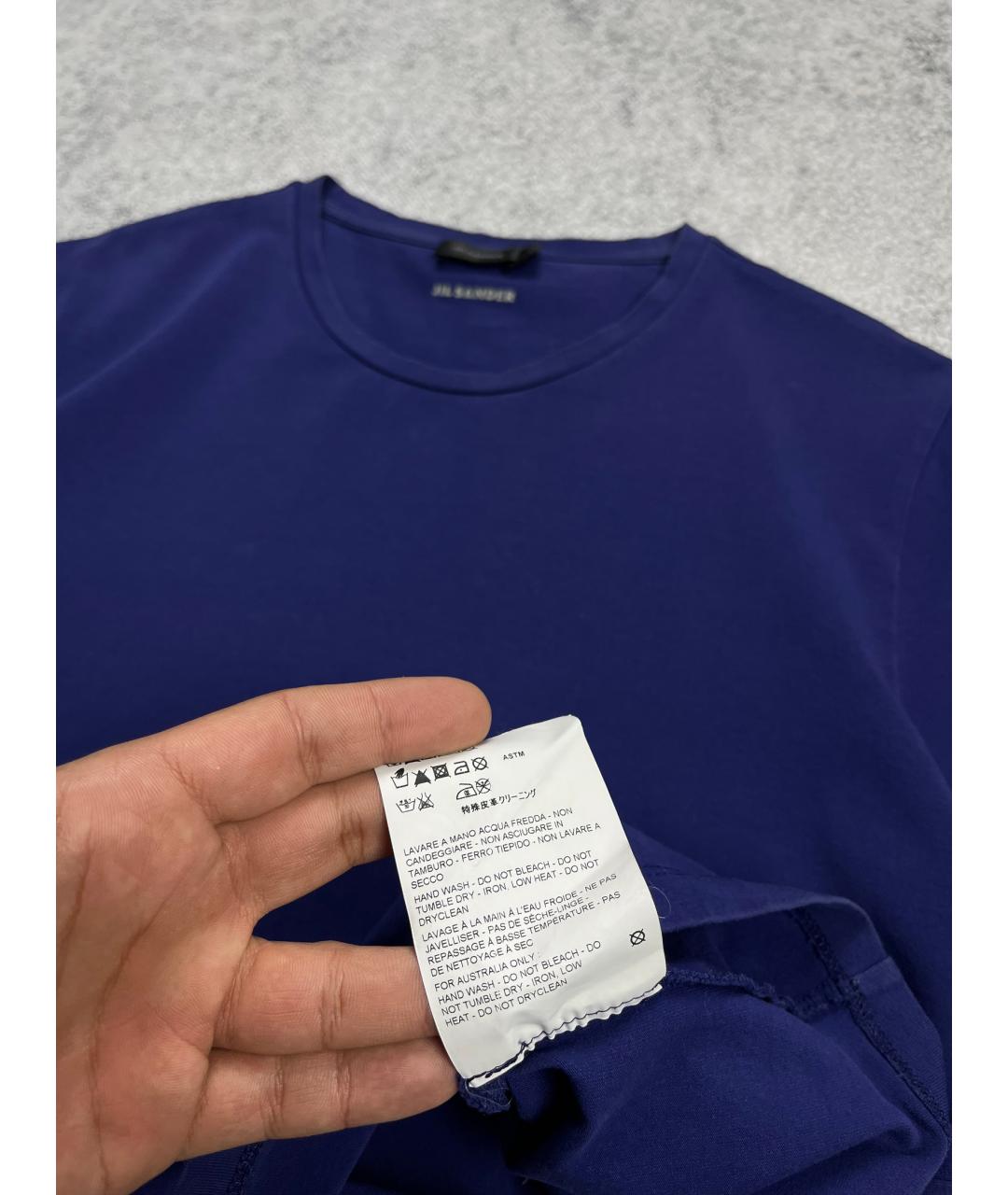 JIL SANDER Синяя хлопковая футболка, фото 5