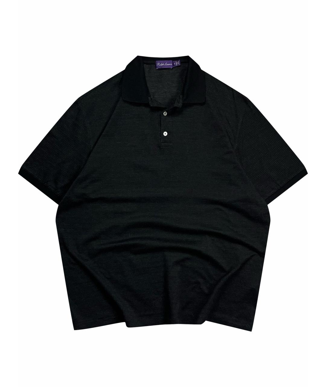 RALPH LAUREN PURPLE LABEL Черное хлопковое поло с коротким рукавом, фото 1