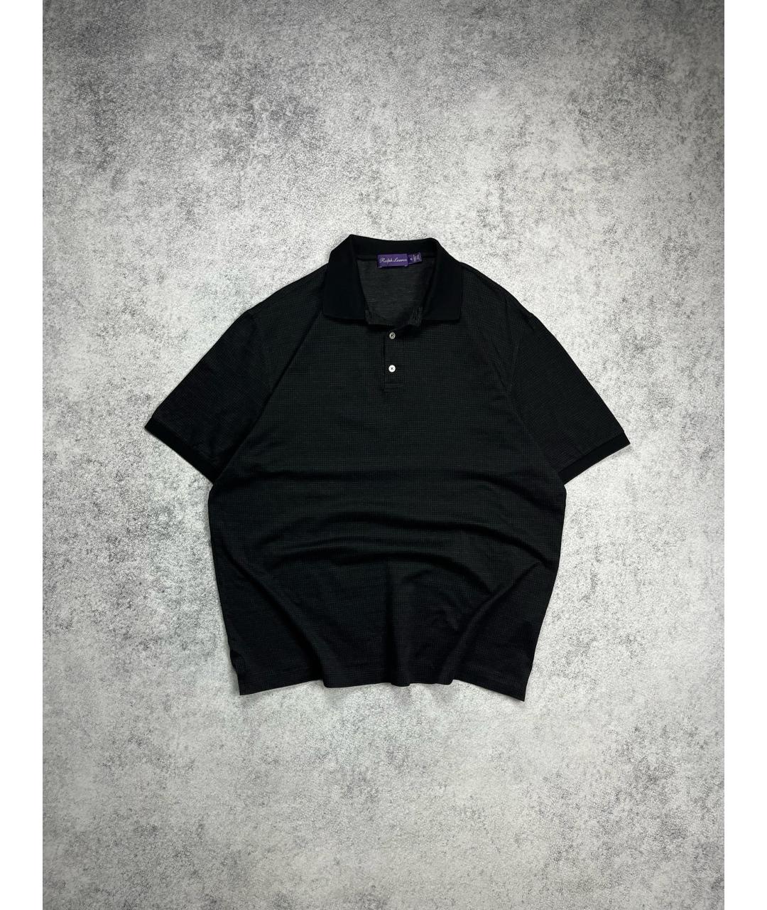 RALPH LAUREN PURPLE LABEL Черное хлопковое поло с коротким рукавом, фото 6