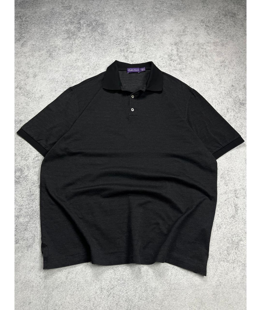 RALPH LAUREN PURPLE LABEL Черное хлопковое поло с коротким рукавом, фото 5