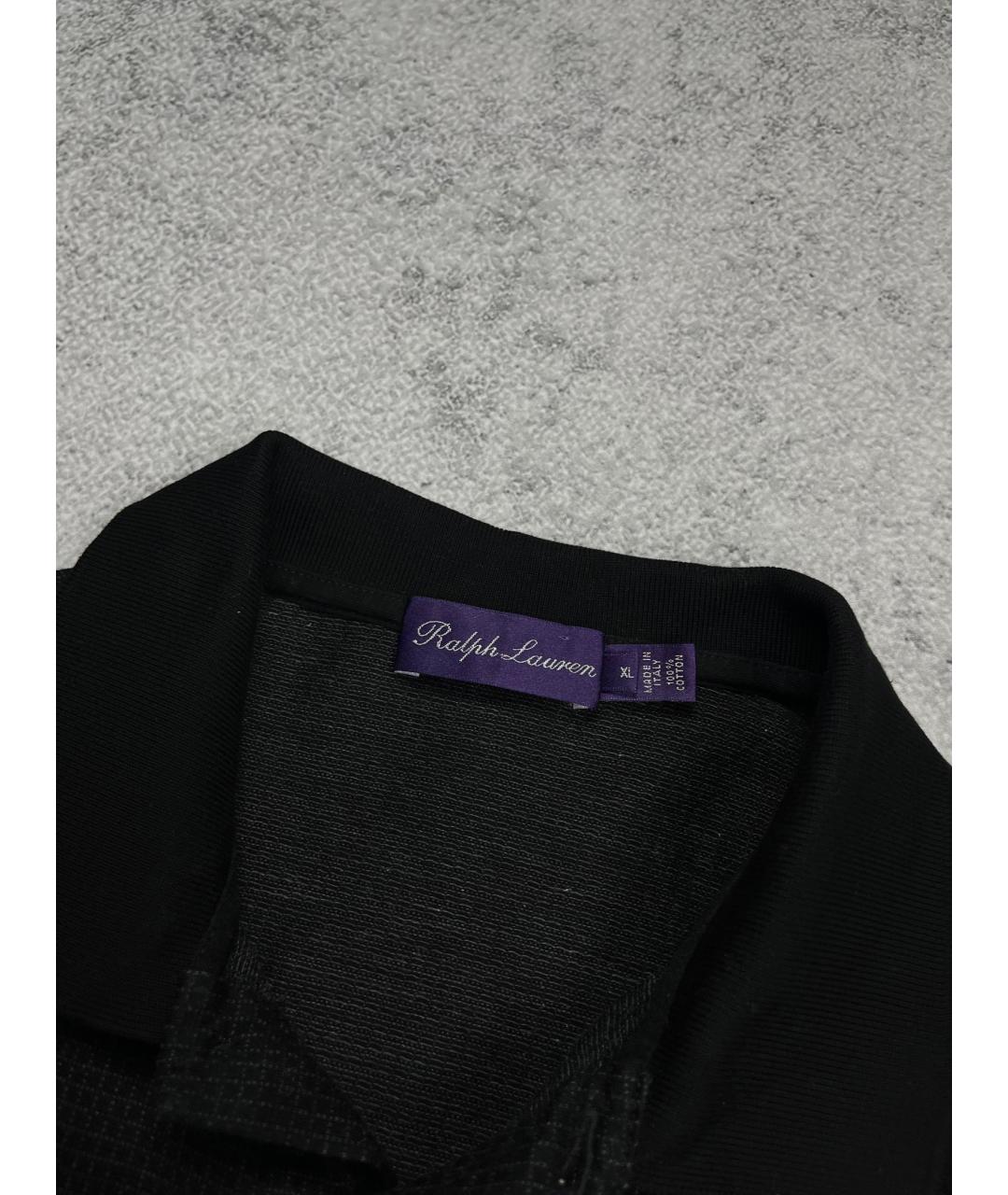 RALPH LAUREN PURPLE LABEL Черное хлопковое поло с коротким рукавом, фото 4