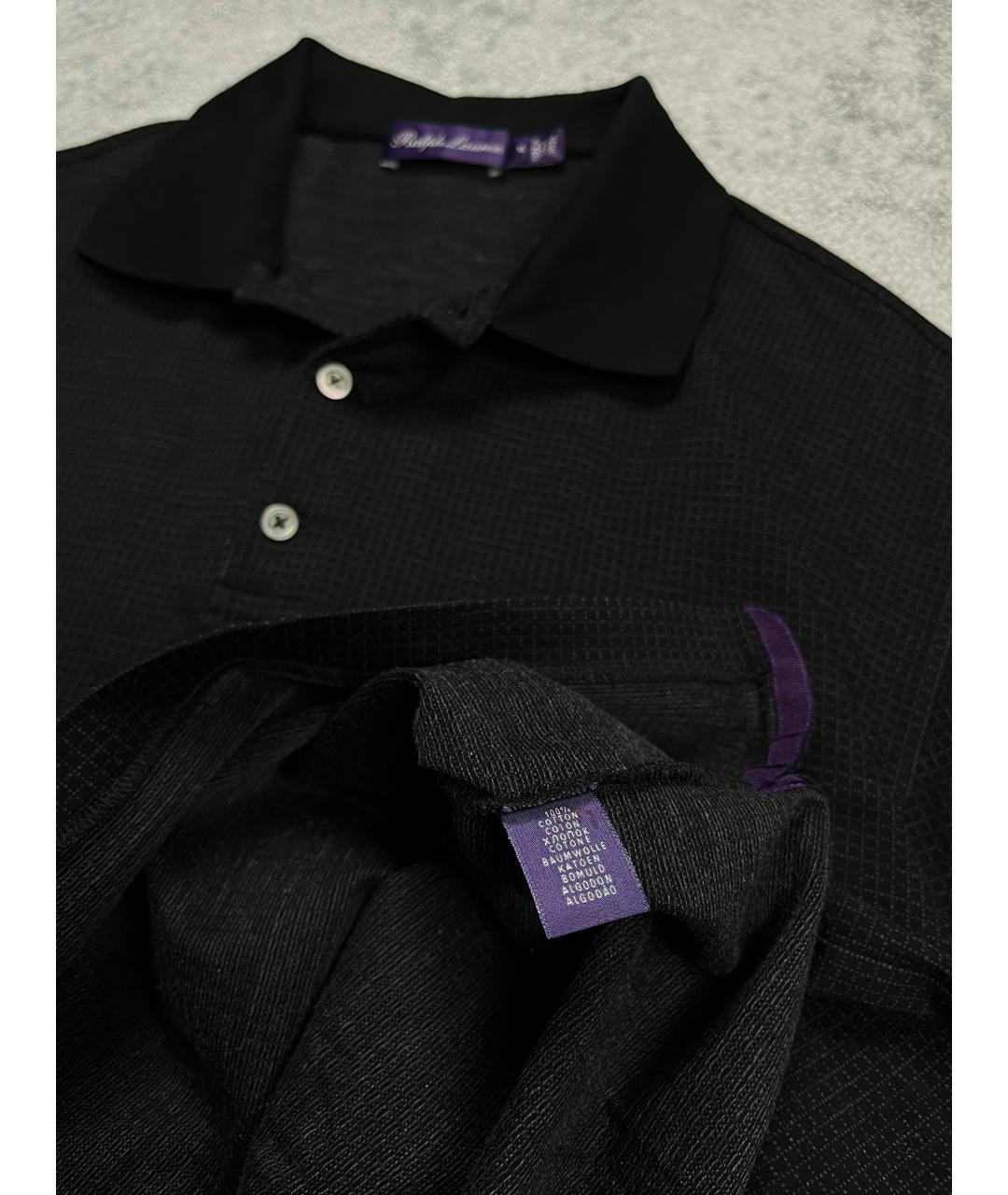 RALPH LAUREN PURPLE LABEL Черное хлопковое поло с коротким рукавом, фото 3
