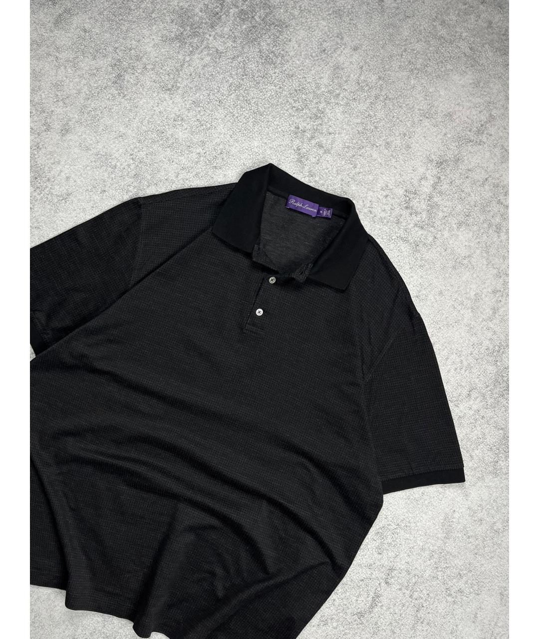 RALPH LAUREN PURPLE LABEL Черное хлопковое поло с коротким рукавом, фото 2