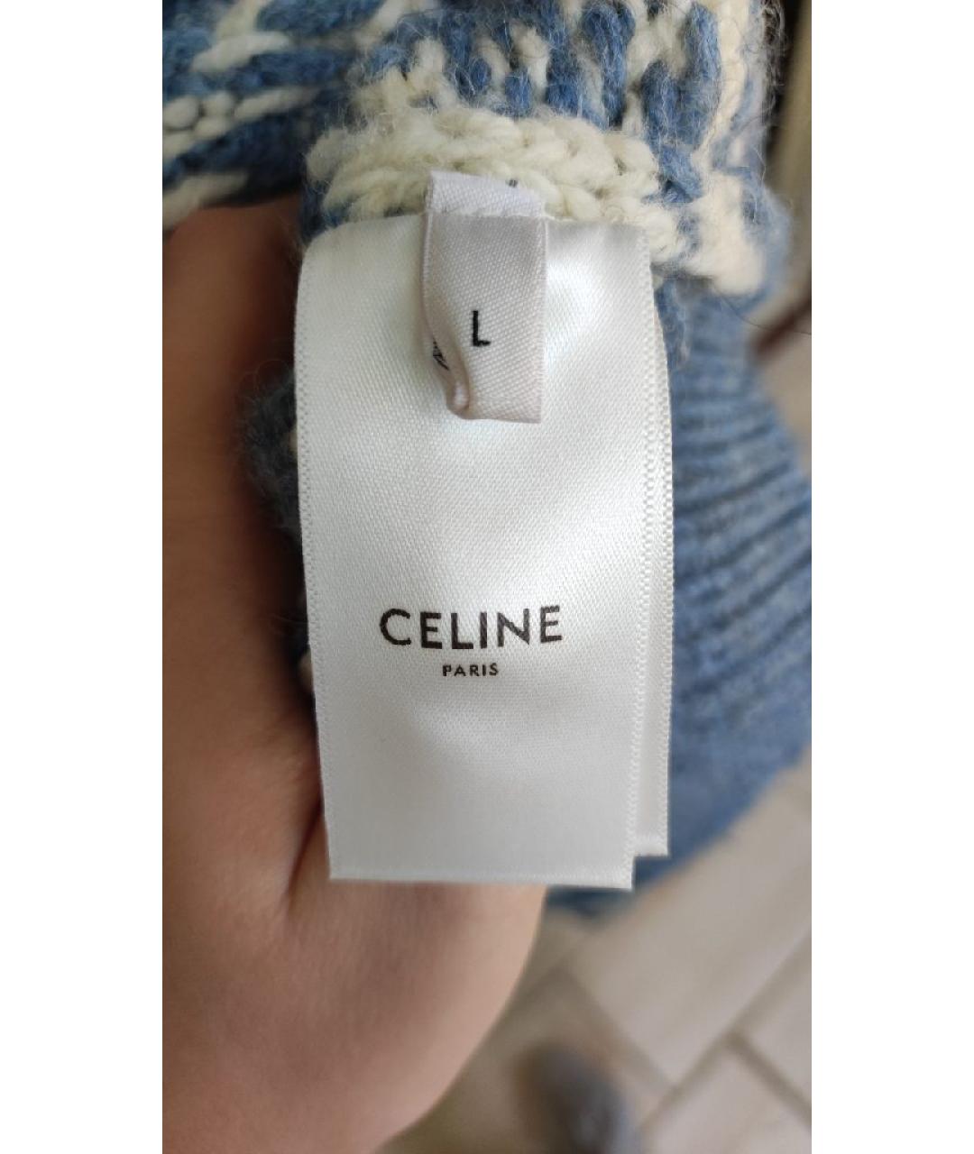 CELINE Голубой шерстяной джемпер / свитер, фото 3