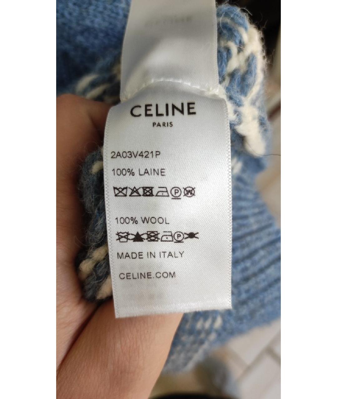 CELINE Голубой шерстяной джемпер / свитер, фото 4