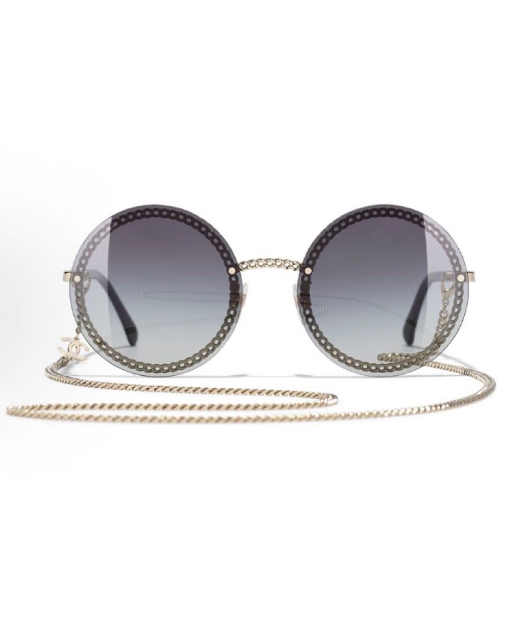 CHANEL Золотые металлические солнцезащитные очки, фото 4