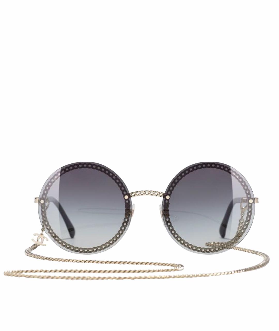 CHANEL Золотые металлические солнцезащитные очки, фото 1