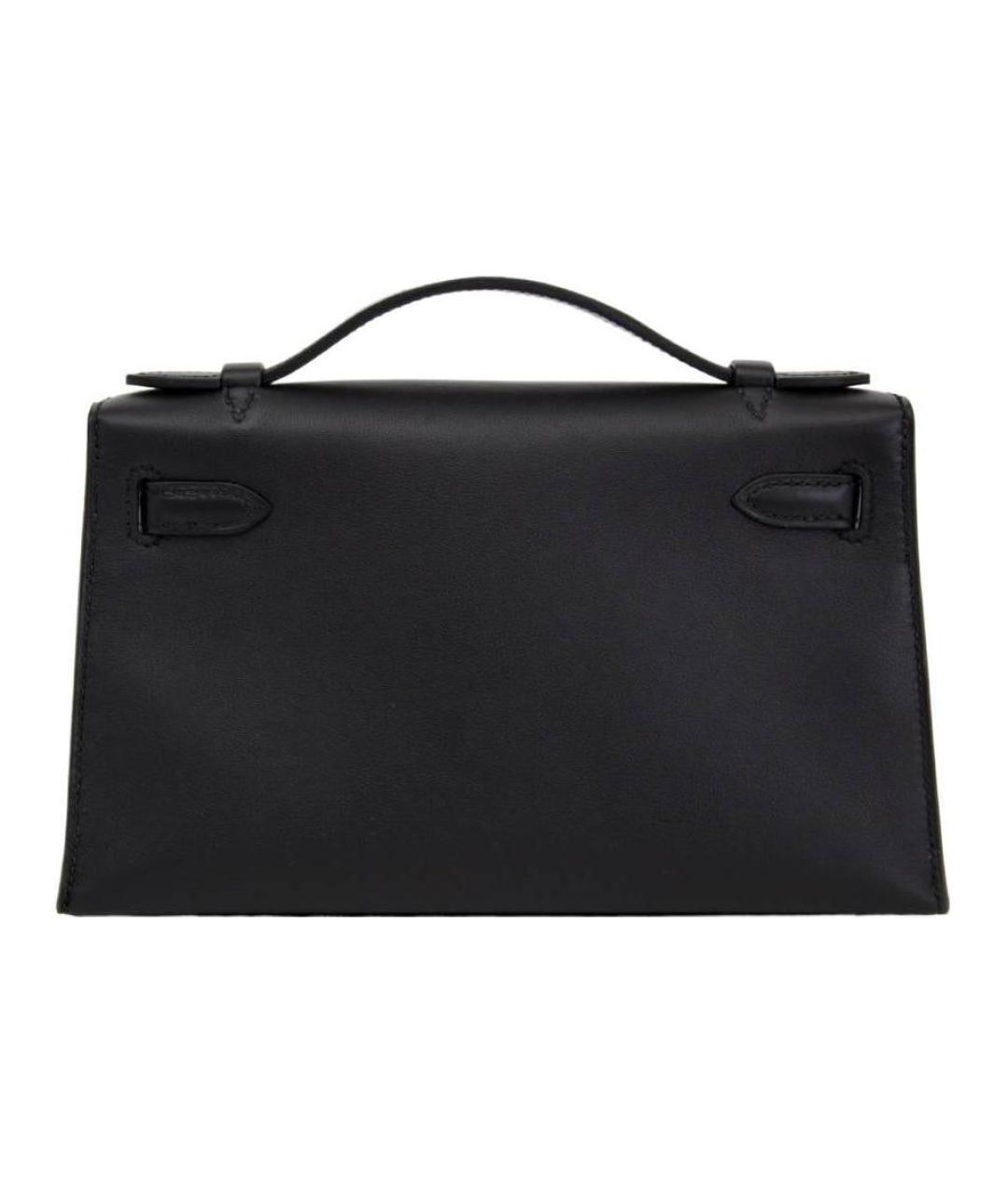 HERMES Черная кожаная сумка с короткими ручками, фото 3