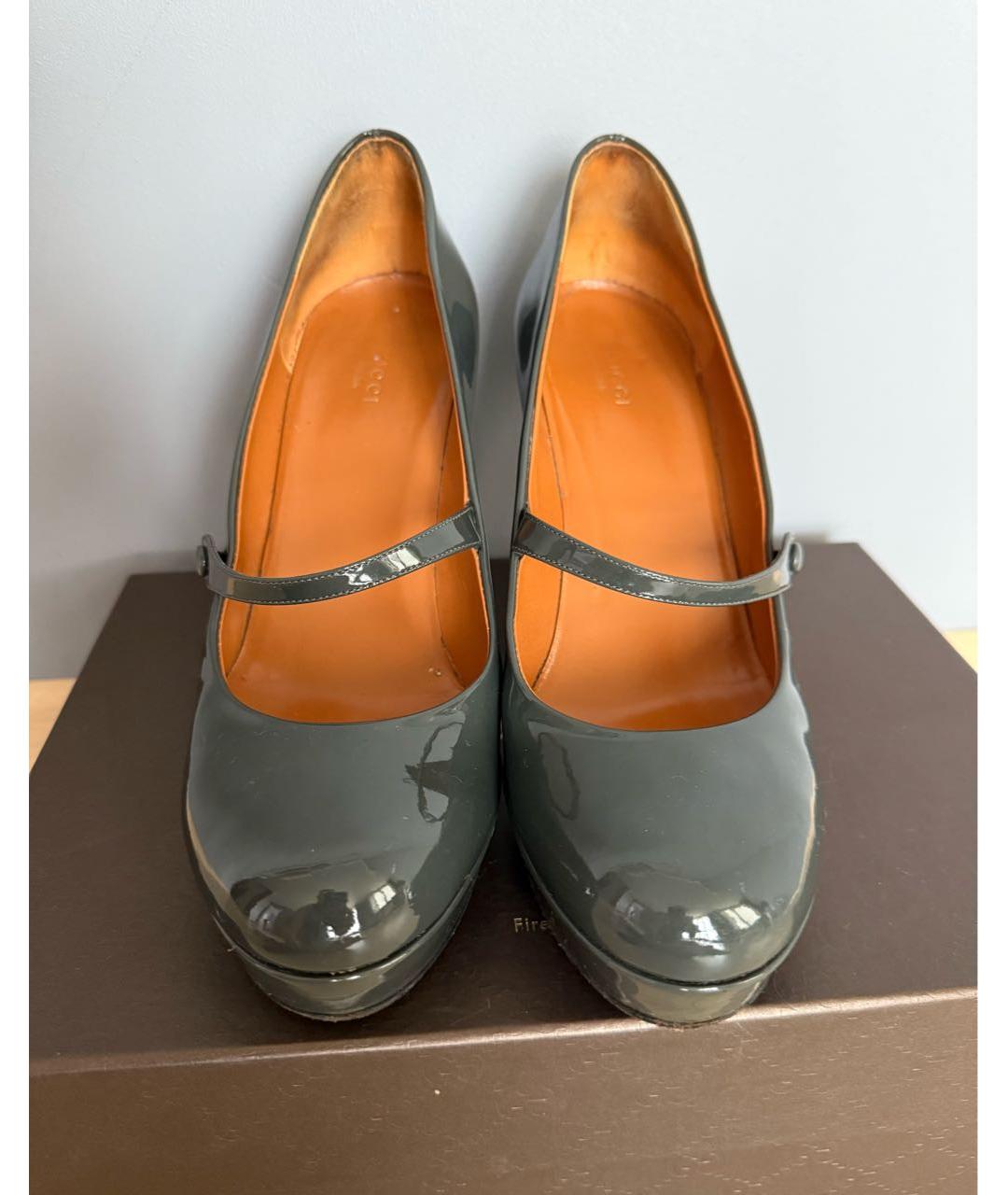 GUCCI Зеленые туфли из лакированной кожи, фото 2