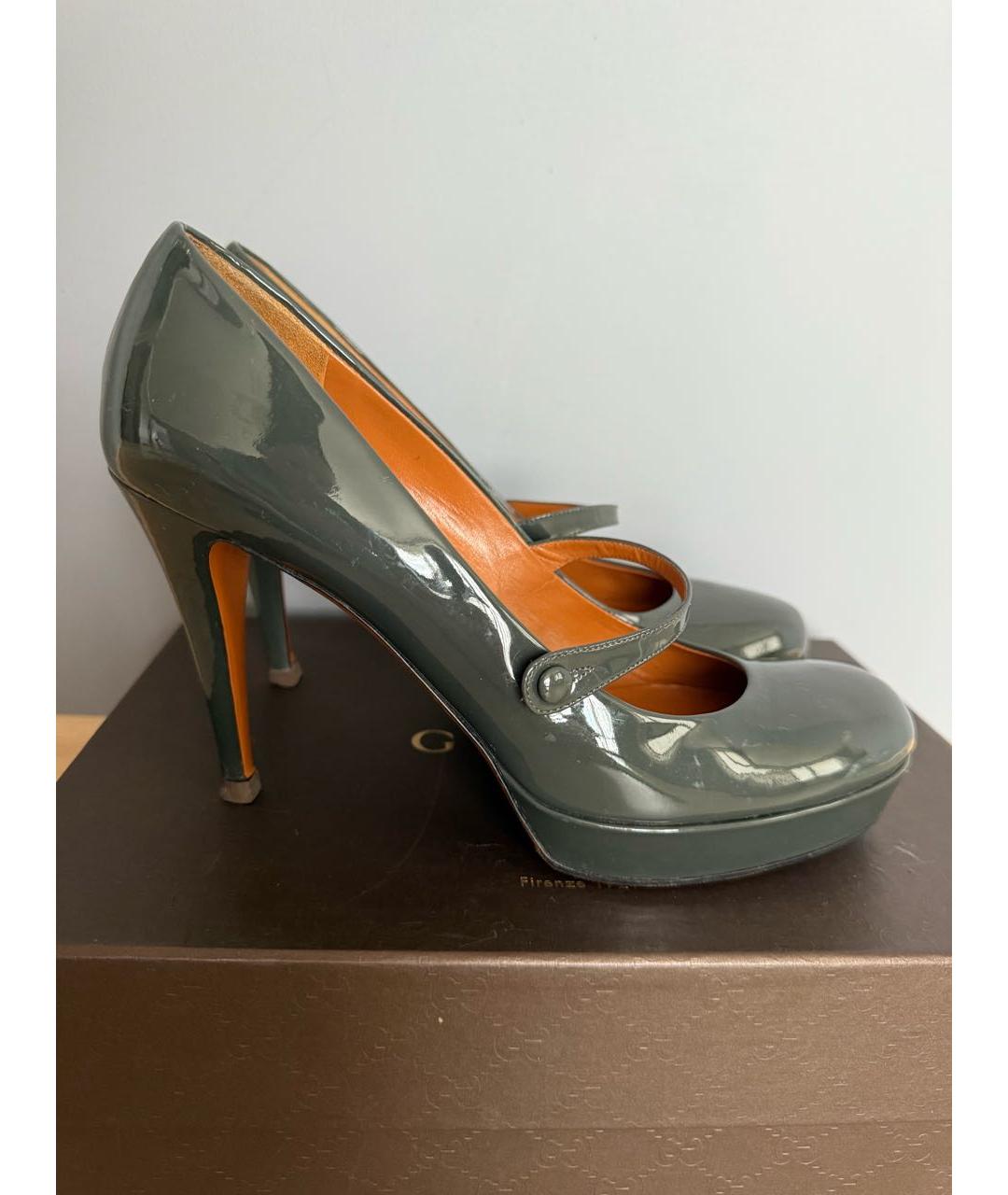 GUCCI Зеленые туфли из лакированной кожи, фото 5