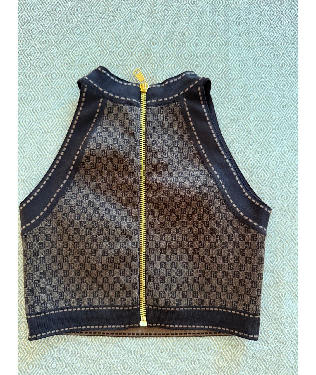 BALMAIN Коричневая шерстяная футболка, фото 2