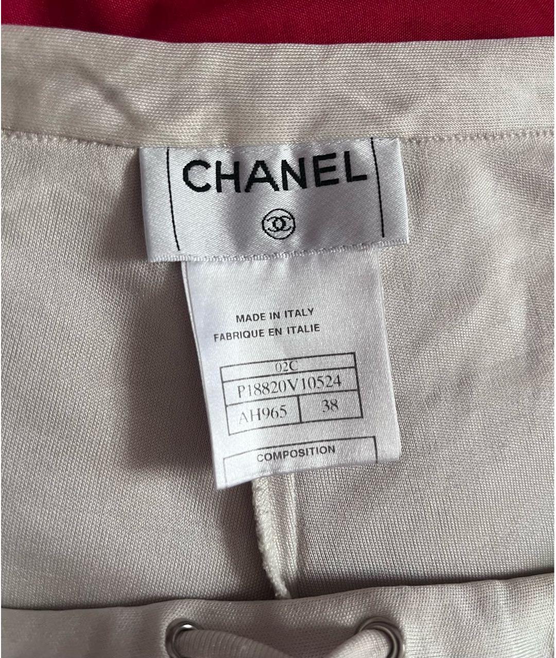 CHANEL Бежевые шелковые спортивные брюки и шорты, фото 7