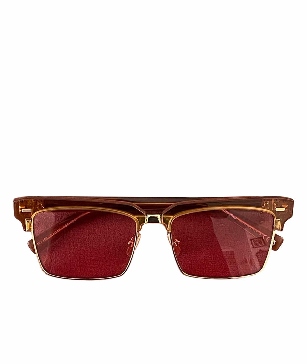 MIU MIU Коричневые металлические солнцезащитные очки, фото 1
