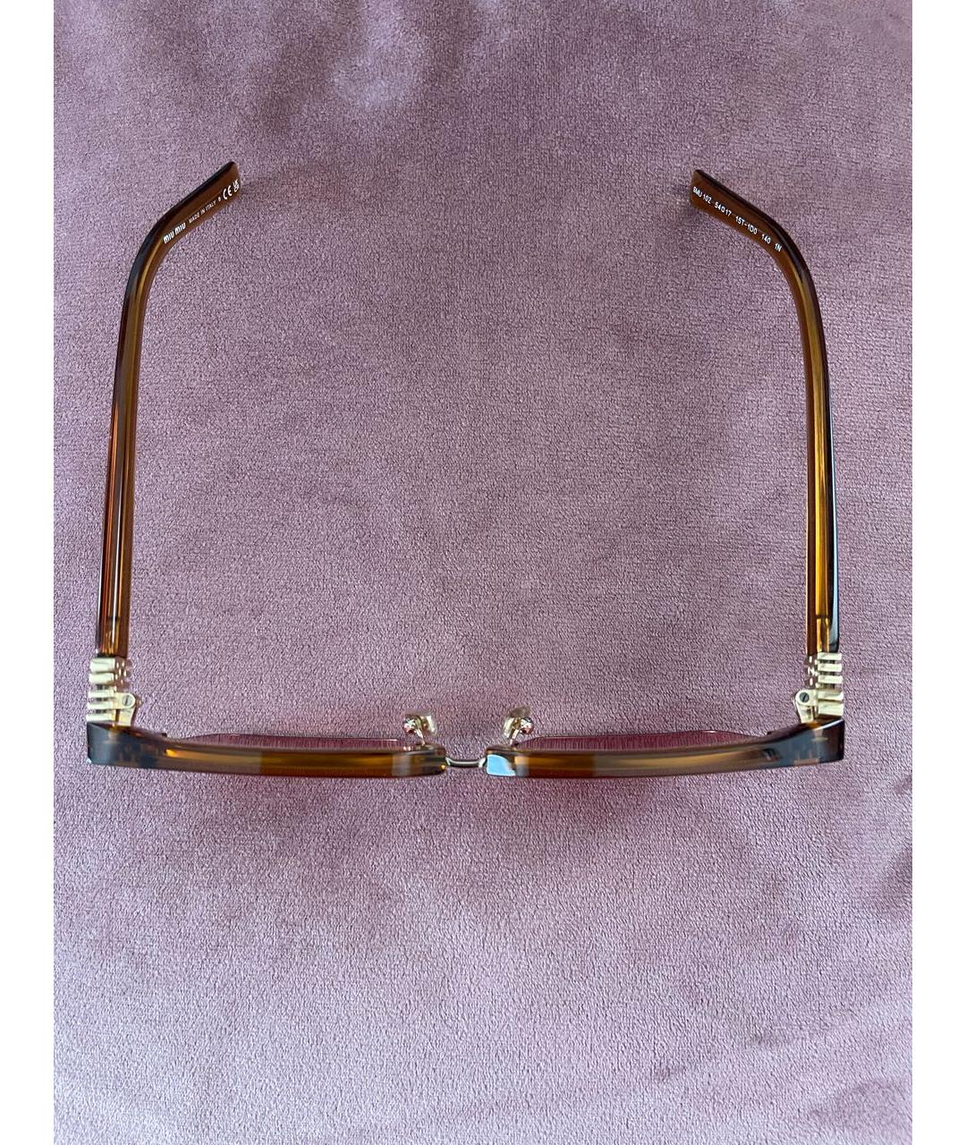 MIU MIU Коричневые металлические солнцезащитные очки, фото 3