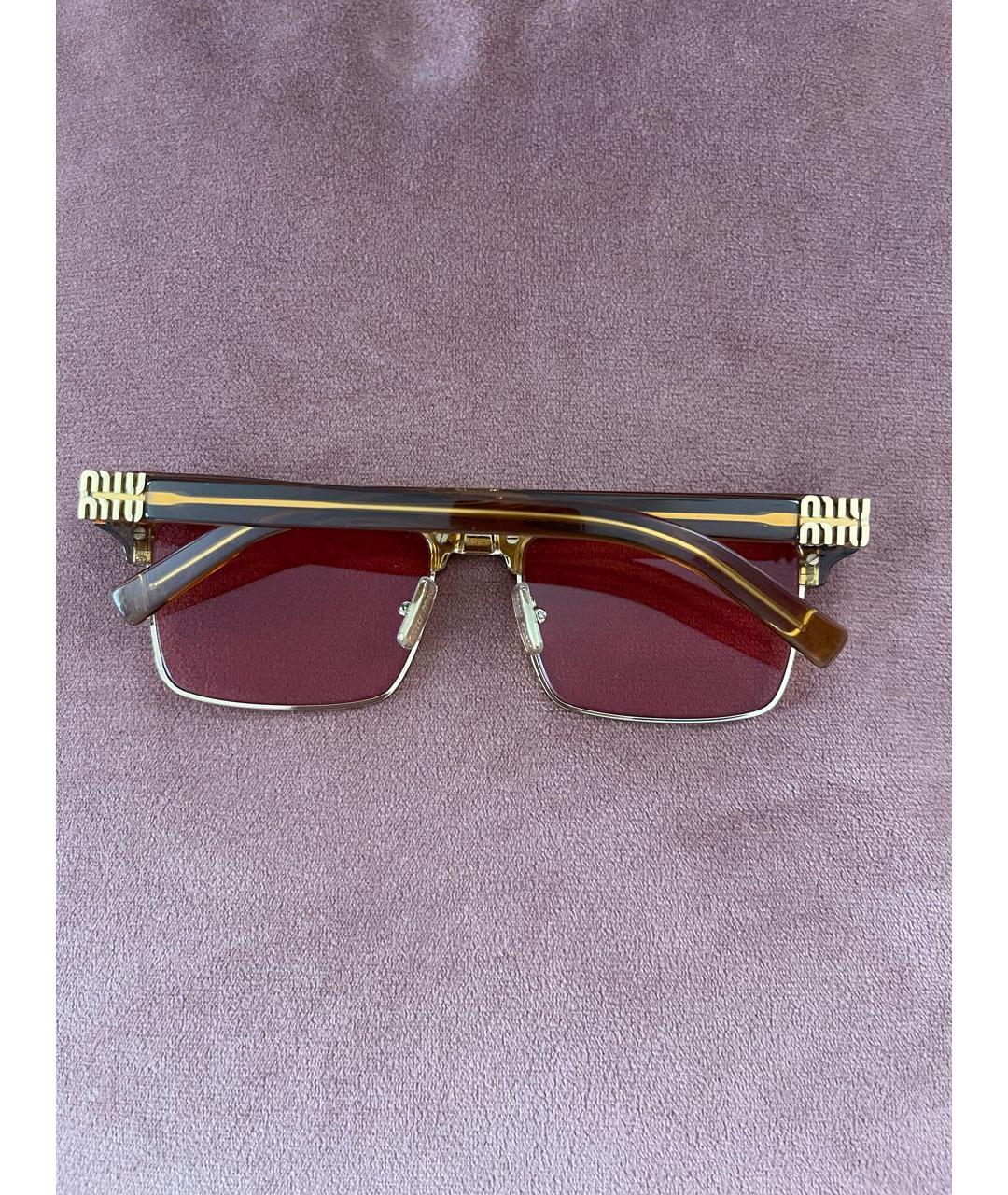 MIU MIU Коричневые металлические солнцезащитные очки, фото 4