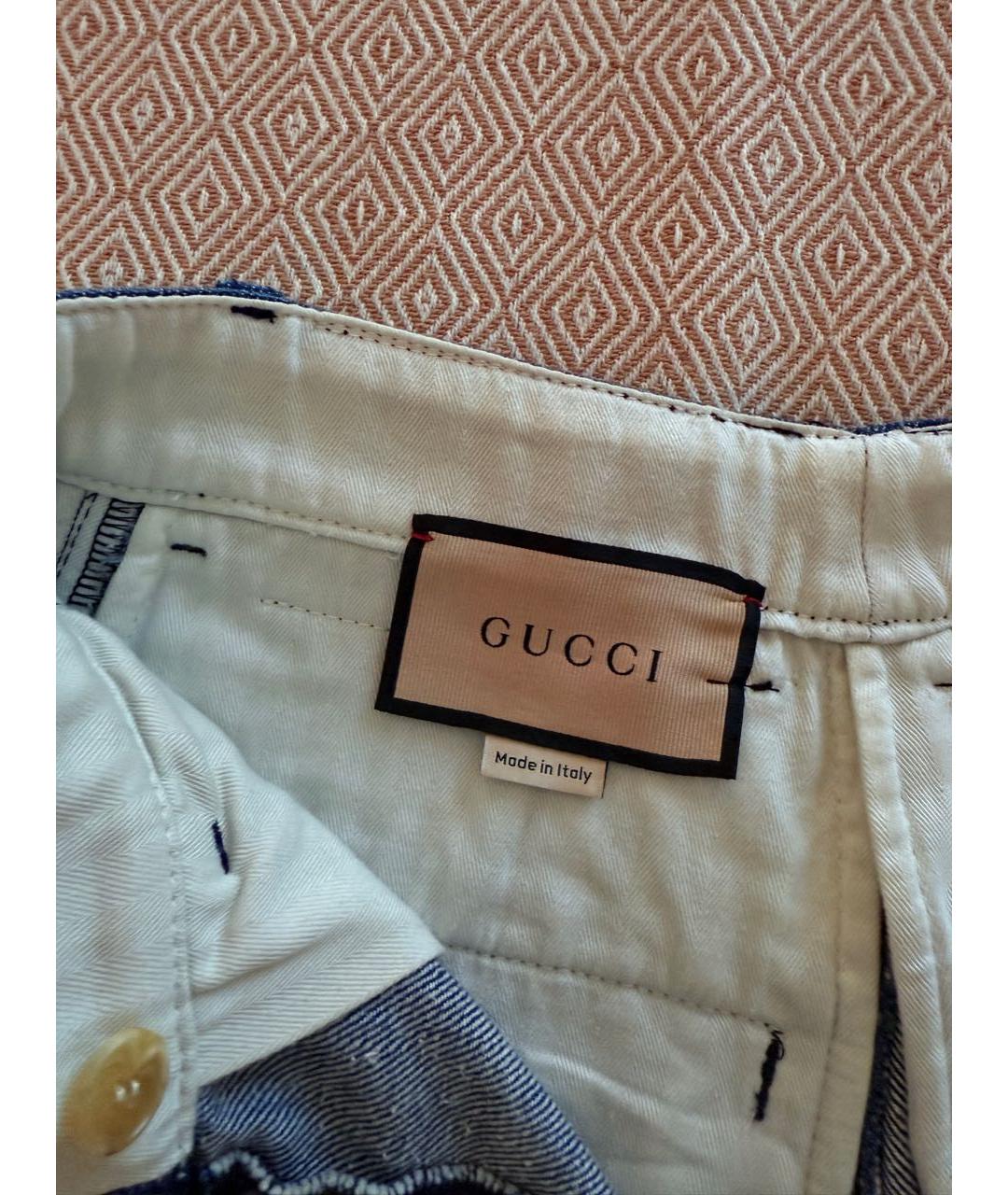 GUCCI Темно-синие хлопковые джинсы клеш, фото 3