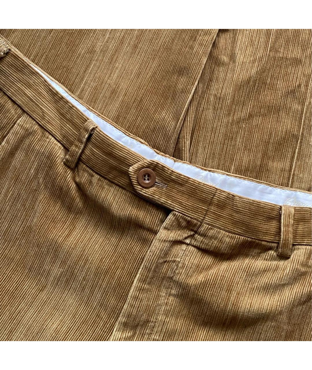 BRIONI Горчичные хлопковые классические брюки, фото 4
