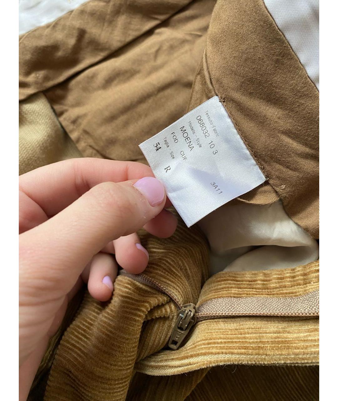 BRIONI Горчичные хлопковые классические брюки, фото 3