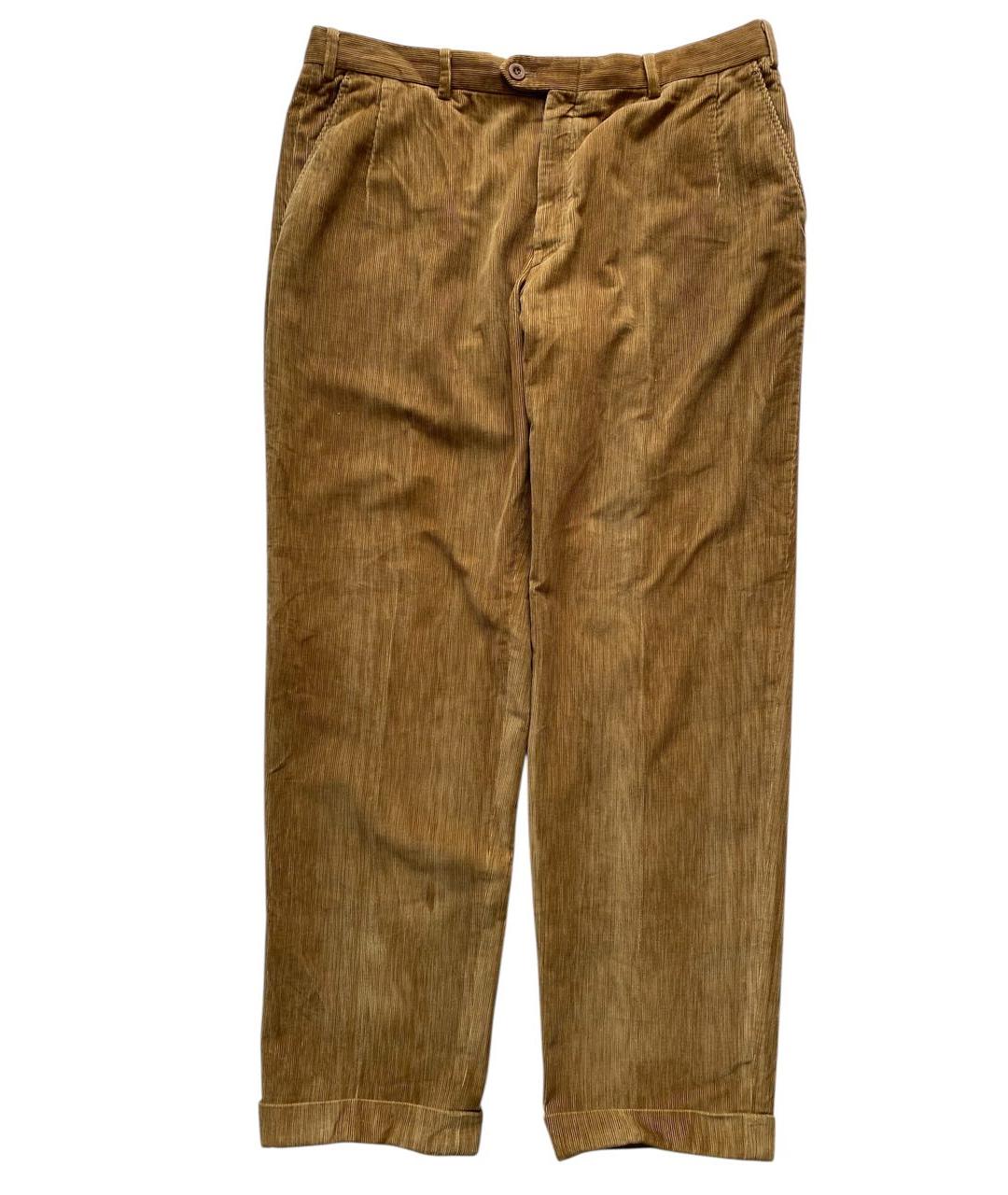 BRIONI Горчичные хлопковые классические брюки, фото 1