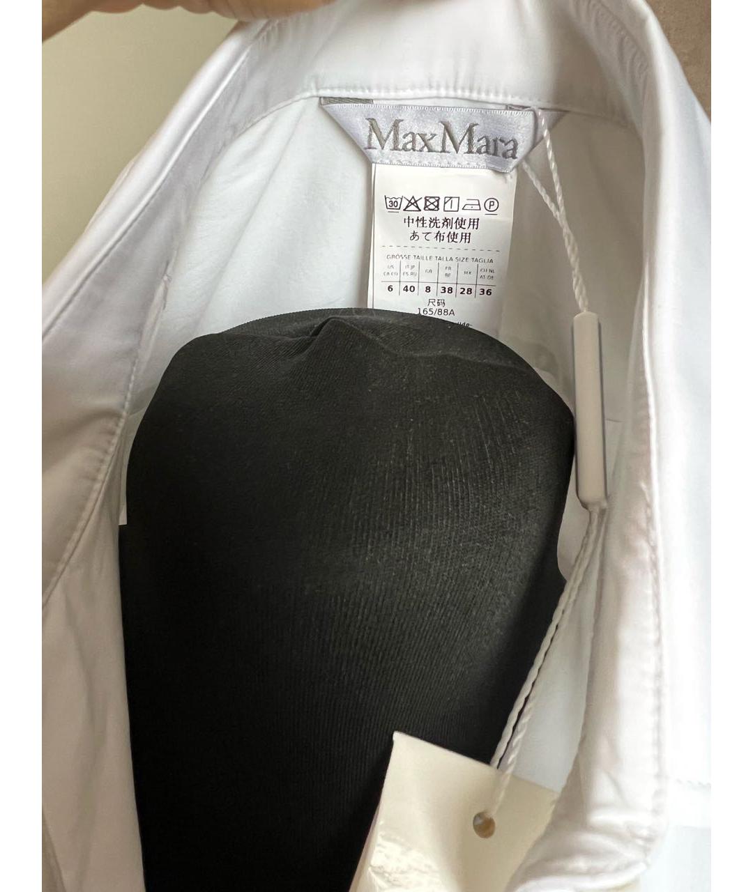 MAX MARA Белая хлопко-эластановая рубашка, фото 3