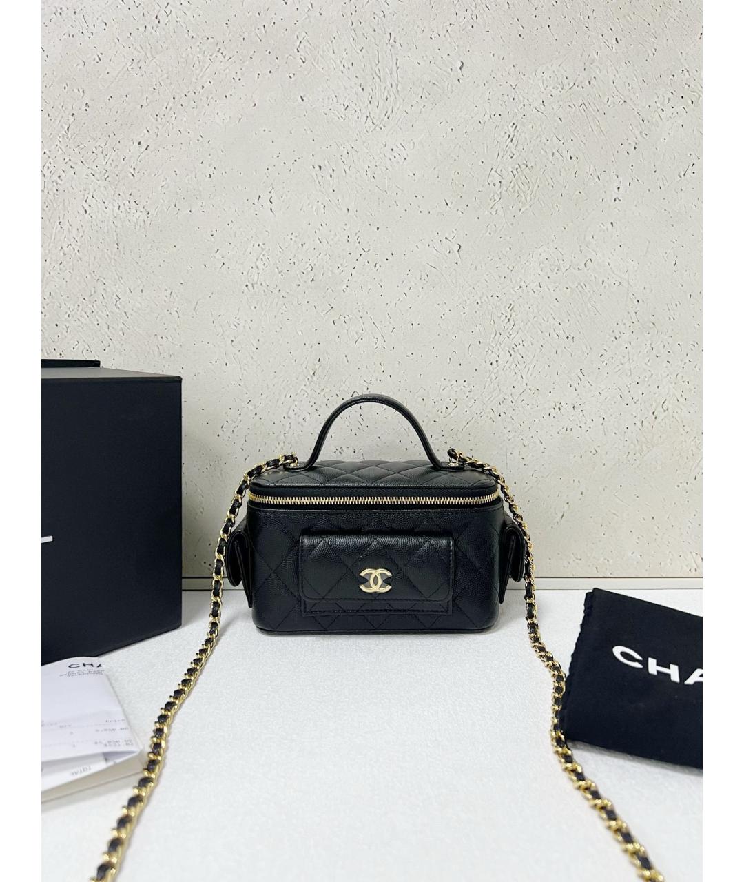 CHANEL Черная кожаная сумка с короткими ручками, фото 7
