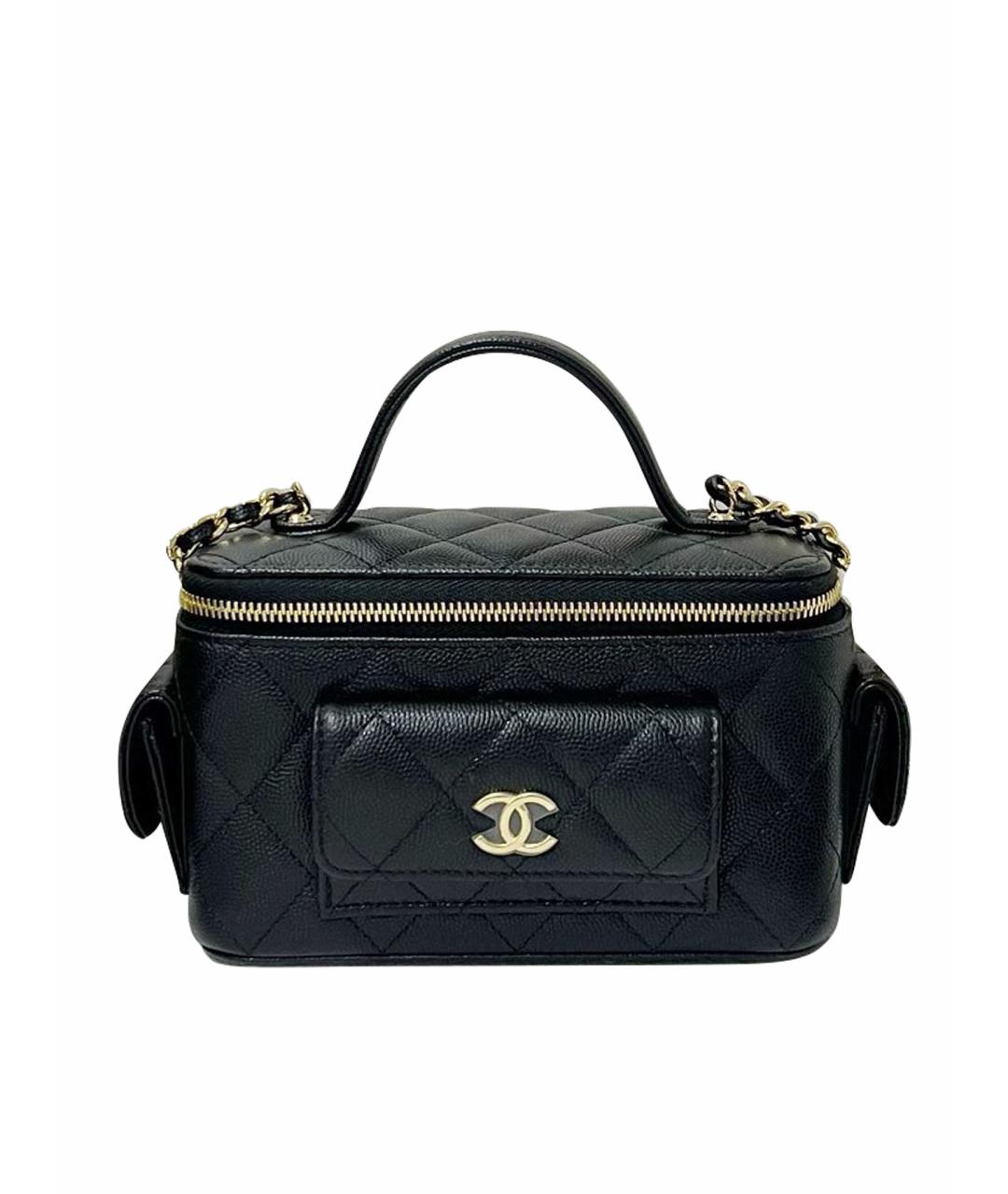 CHANEL Черная кожаная сумка с короткими ручками, фото 1