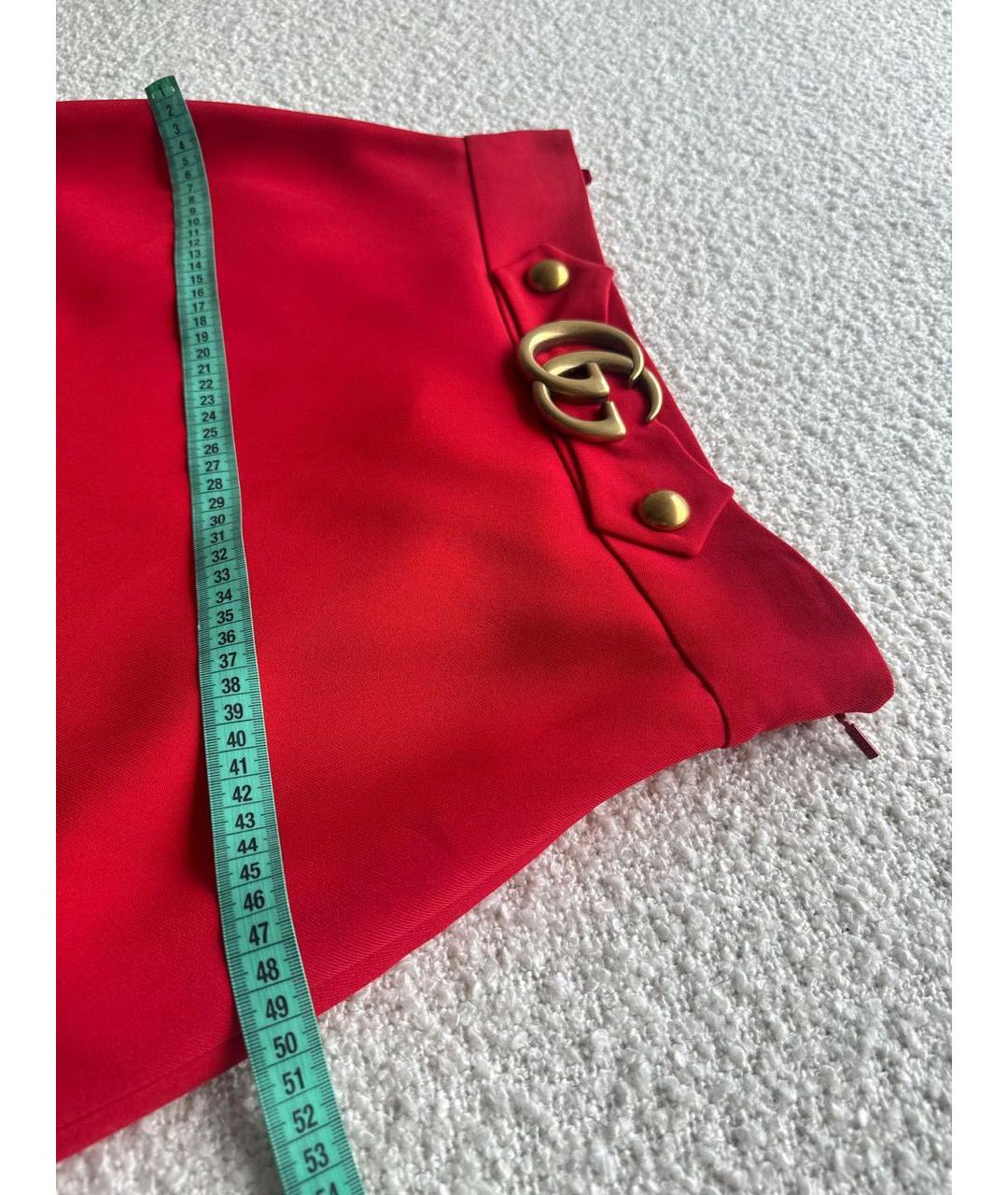 GUCCI Красная шерстяная юбка мини, фото 5