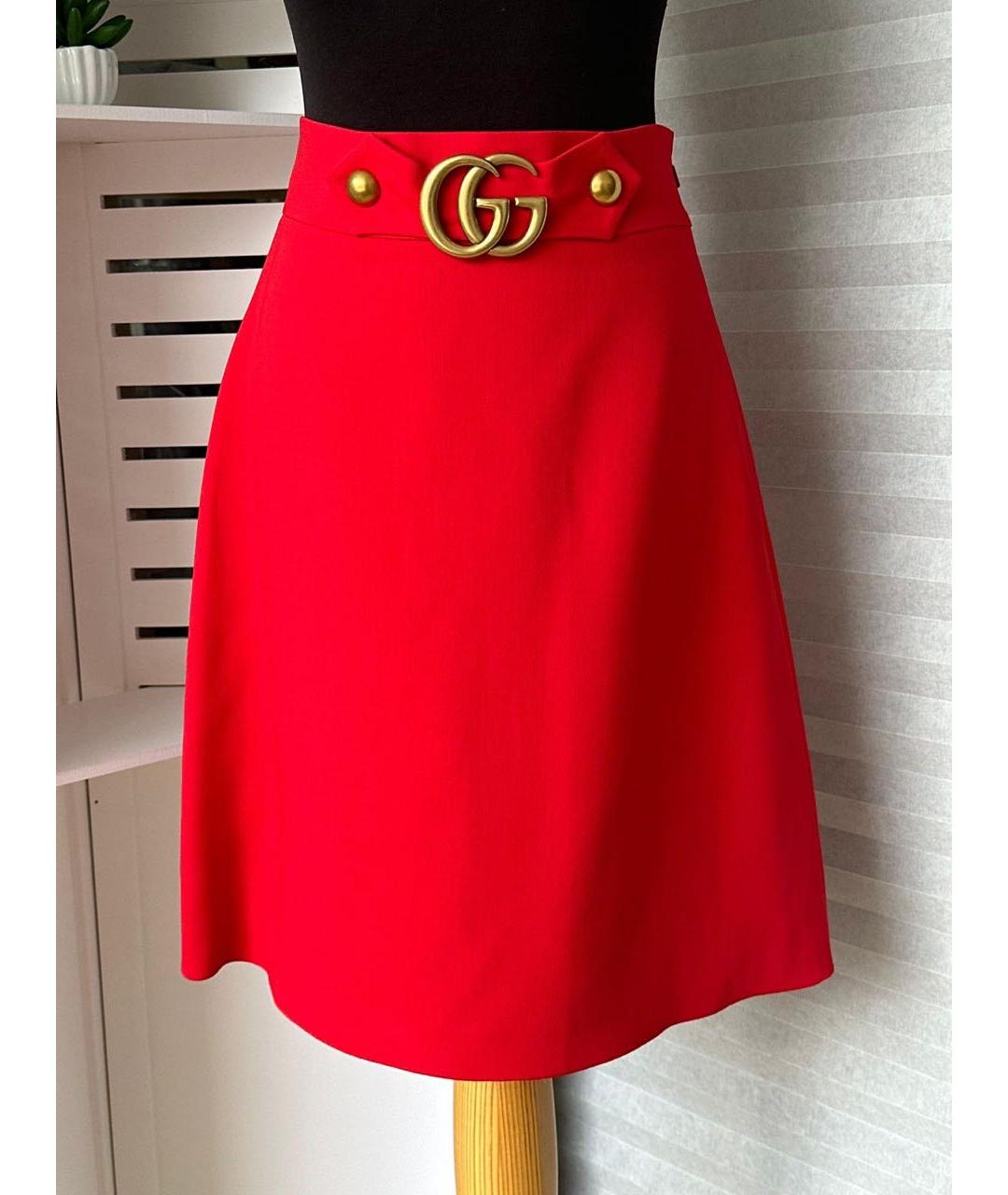 GUCCI Красная шерстяная юбка мини, фото 9