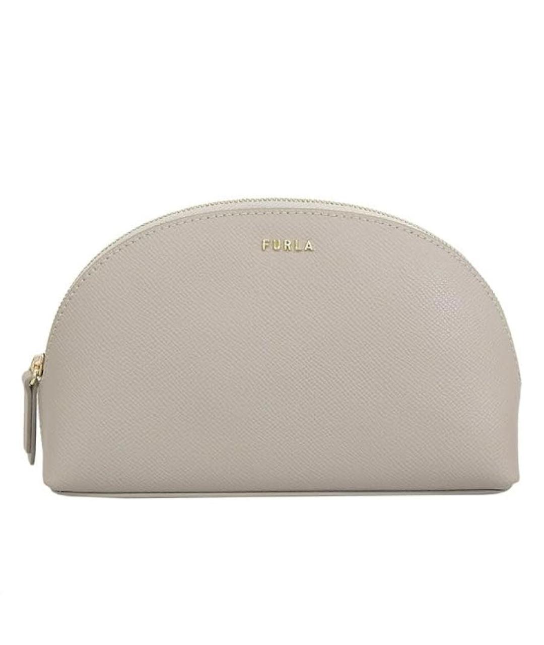 FURLA Белая кожаная косметичка, фото 1